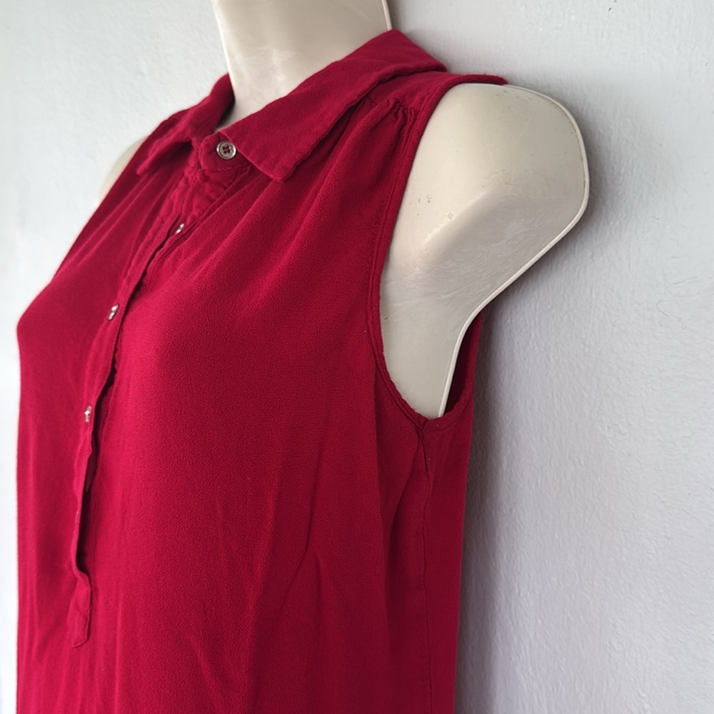 Forever 21 red collared button front sleeveless shift style dress size medium - Picture 7 of 12